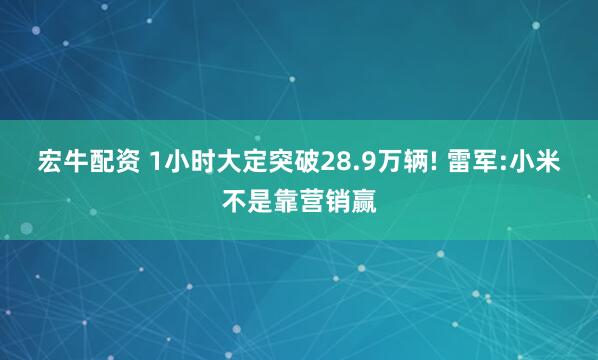 宏牛配资 1小时大定突破28.9万辆! 雷军:小米不是靠营销赢